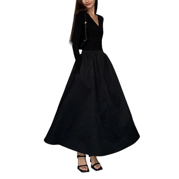 NWT Commense Black Long Sleeve Wrap Maxi Dress Size Medium (No Belt) - Picture 3 of 10